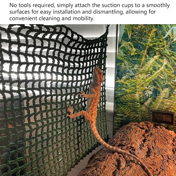 Reptilhängmatta Tålig Säker Vävd Klätternät Enkel Installation Hängmatta Lounger för Skäggagam Ödla Khaki Triangulär Stor Storlek