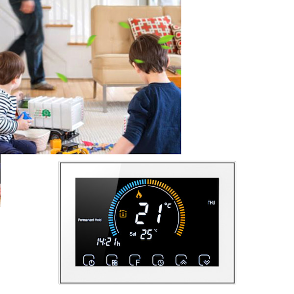 Intelligent termostatbrytare LCD pekskärm temperaturregulator för hem elektrisk uppvärmning AC95240V(BHT8000GBVit )