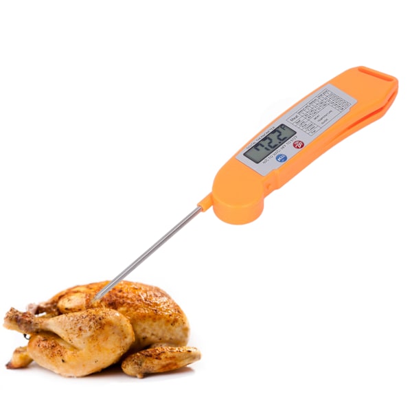 Digital Elektronisk Mattermometer Vikbart Intelligent Direktläsande Termometer för Matlagning Orange