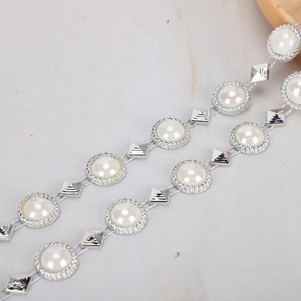 Rhinestonekedja DIY-delar Smyckestillbehör Plast Vit Rund 1,5 cm Bredd 10 meter