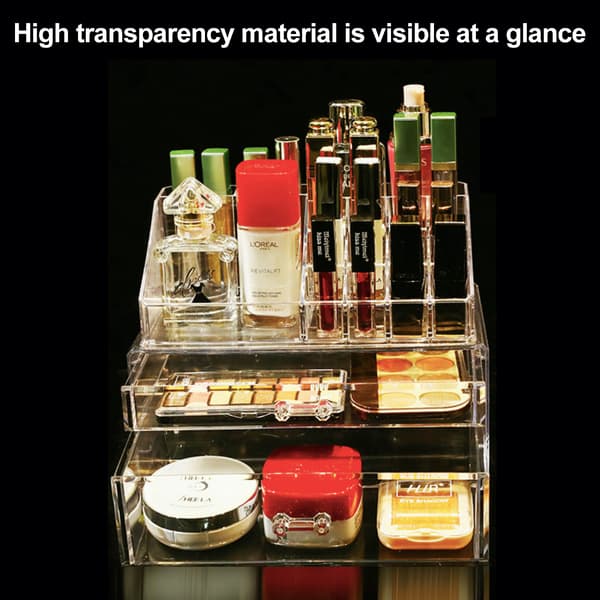Akryl Makeup Opbevaringsboks til Kommode, Multifunktionel Makeup Opbevaring Stor Akryl Makeup Organizer med Flere Lag, Moderne Mode