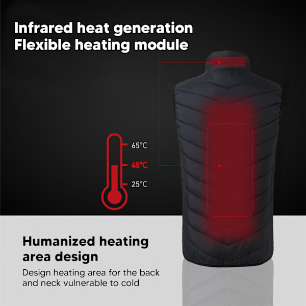Elektrisk värmejacka USB 3 växlar Smart infraröd 2 zoner Värmeväst för män Vinter 4XL