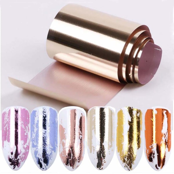 10 rullar metallisk färg holografisk nagelfolie Transfer Stick