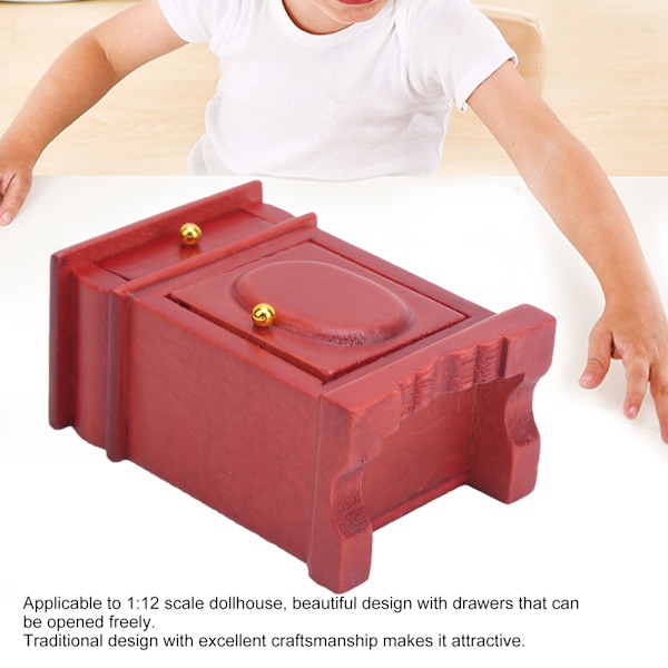1:12 Dockhus Miniatyr Rosenträ Nattduksbord Modell Dekorativ Leksak Sovrumsdekorationer