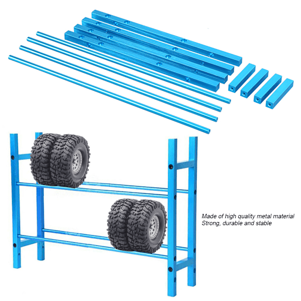 1,9 tums simuleringshjulnav däckhylla däckförvaringsställ för TRX4/SCX10 1/10 RC bilBlå