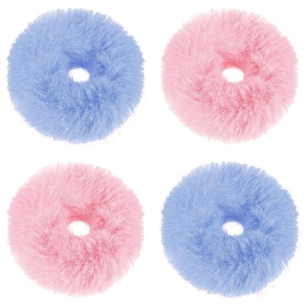 2-teiliges Set aus rosa och blauem Plüsch-Kunstfell Kaninchen Stirnbänder, flauschiges och knuspriges Haar elastisk Stirnband Grimma,