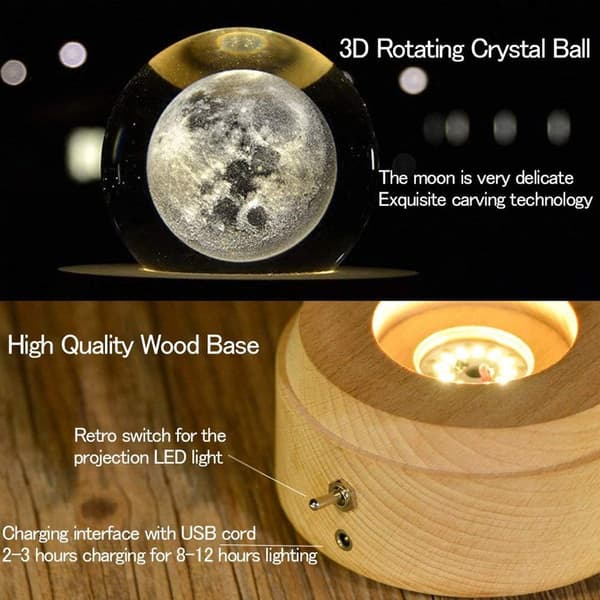 LED-projeksjonslys - 3D krystallkule musikkboks lysende roterende
