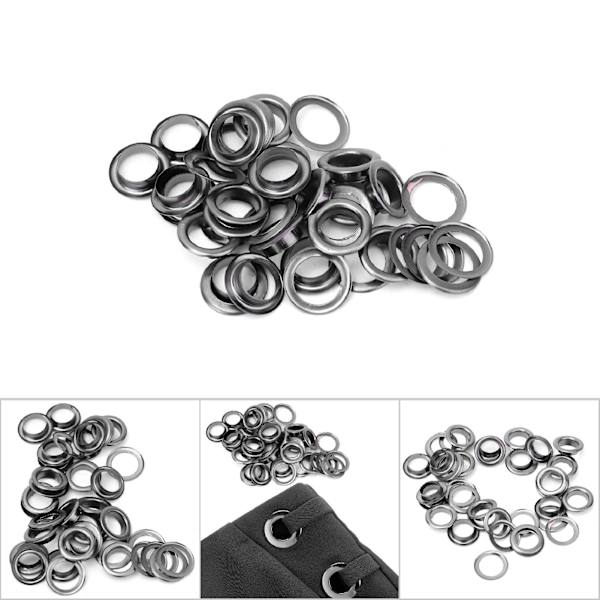 100 st mässingskläder DIY-verktyg stickningstillbehör rostskydd läderhantverk öljett (svart 8 mm)