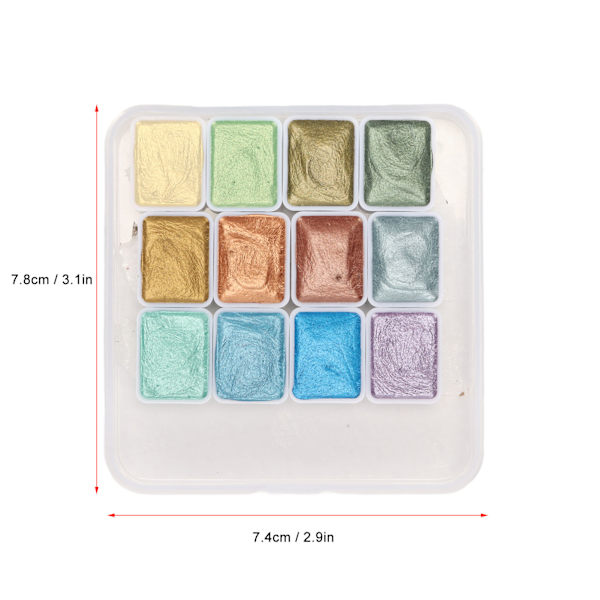 Vattenfärg Set Bärbar Ekologisk Glitter Metallic Solid Vattenfärg Set för Konstnärlig Kalligrafi Målning