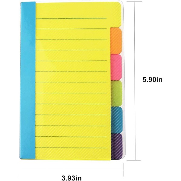 Kontorsmaterial Sticky Notes Divider Sticky Notes Tabs, Tabbed Self-Stick Lined Bright Colors Note Pad, Skolmaterial 2 st 120 Index Notes