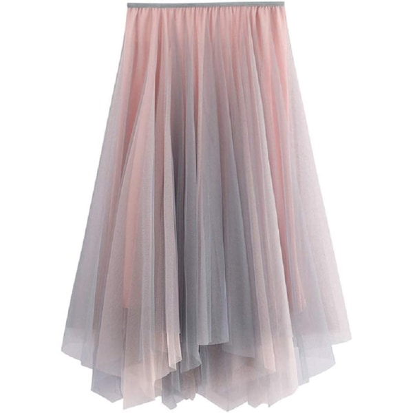 Tvåfärgad tyllkjol för kvinnor, plisserad spetskjol, veckad kjol