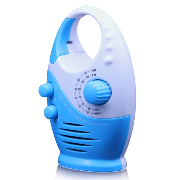Blå vandtæt bruseradio, mini bærbar AM FM bruseradio