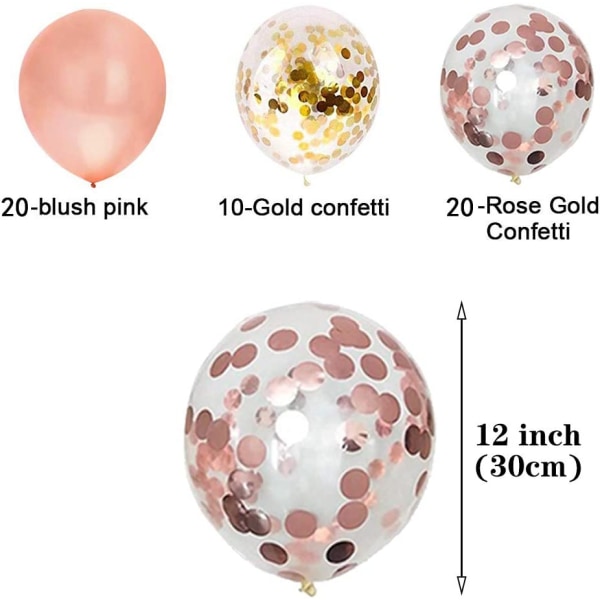 50 st Konfettiballonger i roséguld, festballonger, ballonger för födelsedag, bröllopsdekorationer (50 st-A)