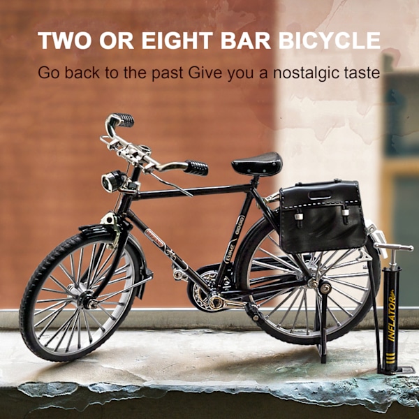 Simulering 1:8 Monterbar 28-ekrad cykelmodell i legering, klassisk retro roterande barnleksaksornament