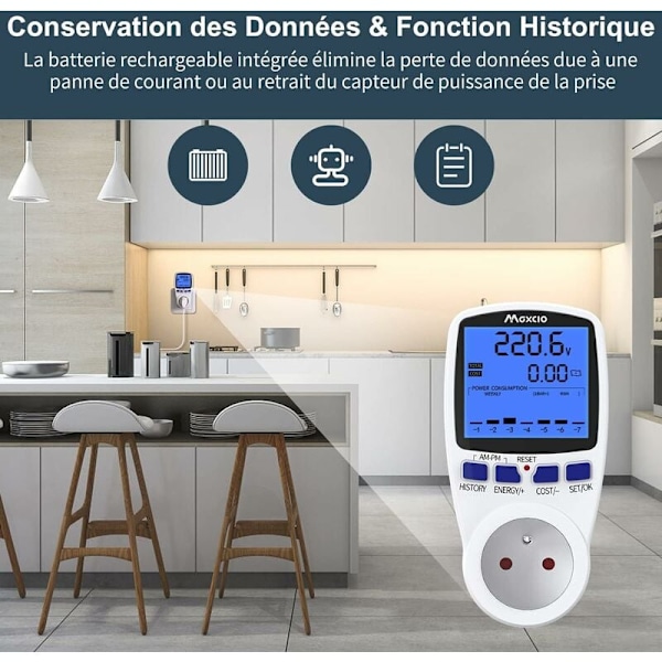 Digital LCD-display Hemenergianalysator, Strömförbrukningsövervakning med Realtidsdata för Elanvändningsmonitor, Överbelastningsskydd