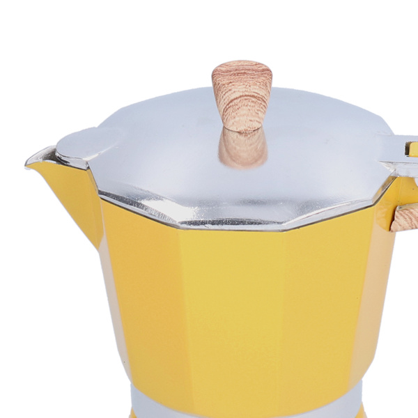 300 ml kaffebryggare Moka Maker kaffekanna för gasspis etanolspis elektrotermisk ugn gul