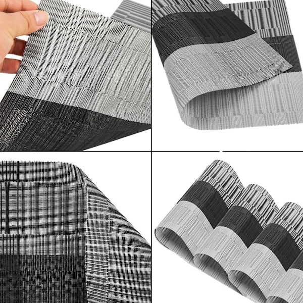 Elegant Dekoration för Inom- och Utomhusbruk, Icke-Bleknande Vävd Textur Bordstabletter, Set med 8 Värmebeständiga Textilene PVC Bordstabletter För
