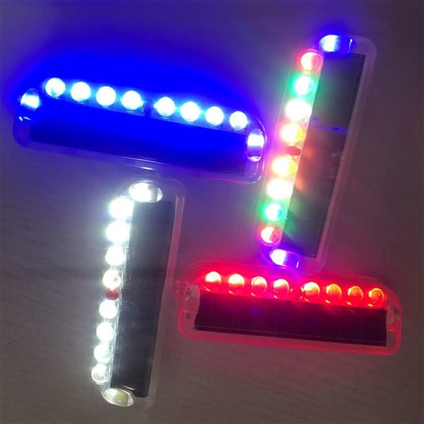 Ny 2 stk. solcellebil 10 LED tyverisikring varsel blinkende dummy
