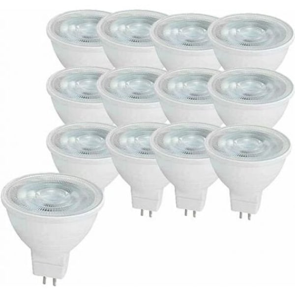 12-pack MR16 5W GU5.3 LED-lampa, motsvarande MR16 halogenlampa, kallvitt 6000K, 500 lumen, icke-dimmbar AC/DC 12V [Energiklass A]