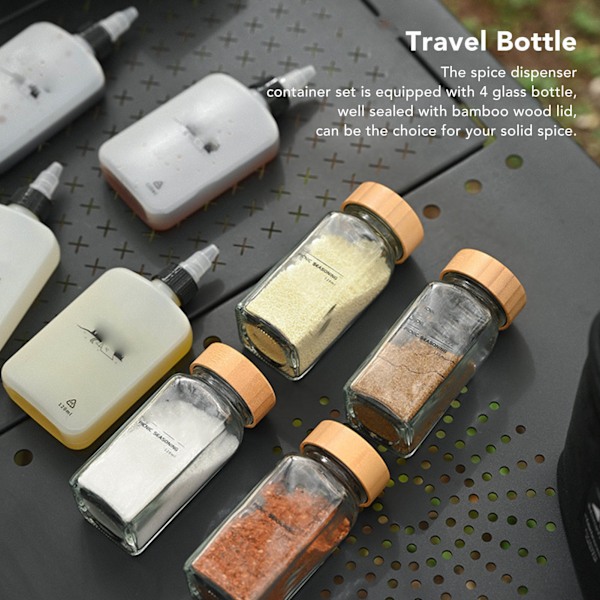Camping kryddflaska kit utomhus picknick kryddbehållare förseglad krydda krydda krydda dispenser Khaki