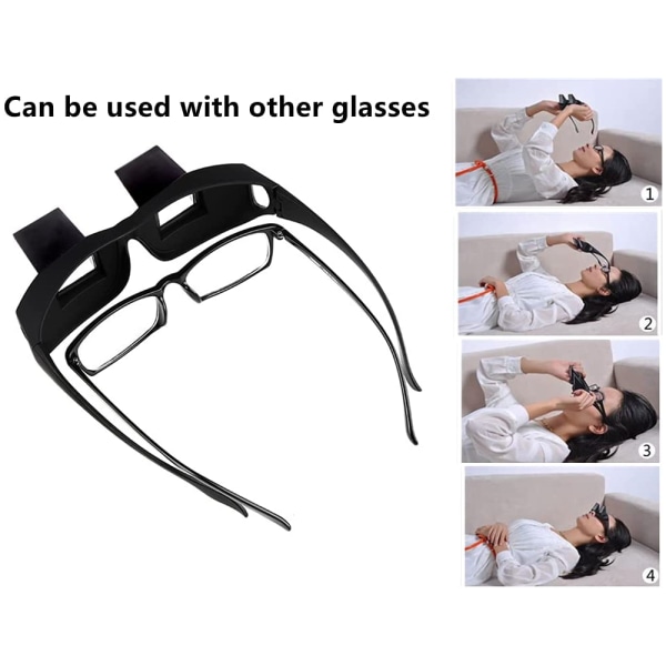 Sängprismglasögon, liggande glasögon, horisontella glasögon, högupplösta glasögon, prism periskop, liggande glasögon för att läsa och titta på TV i sängen, unisex
