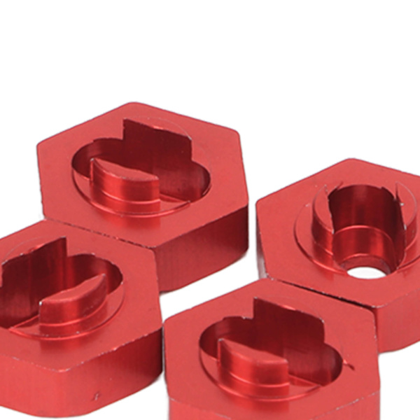 4PCS hjulnavadapter i aluminiumlegering, hjulnavkoppling för Traxxas LaTrax Teton 1/18 RC-bil, röd