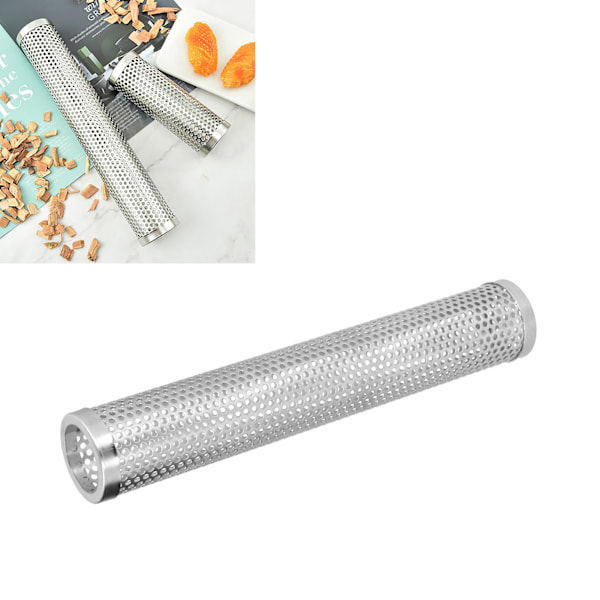 Rökbox Cylindrisk Avtagbar Stor Kapacitet Fruktträ BBQ Pellet Rökare Rör för Utomhus CampingL 30.6x5.3cm