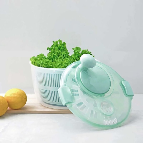 Salladsslunga med inbyggt dräneringssystem, klara färger, BPA-fri, smart design, lätt att rengöra och bära, 3-i-1 multifunktionell, snabb och enkel