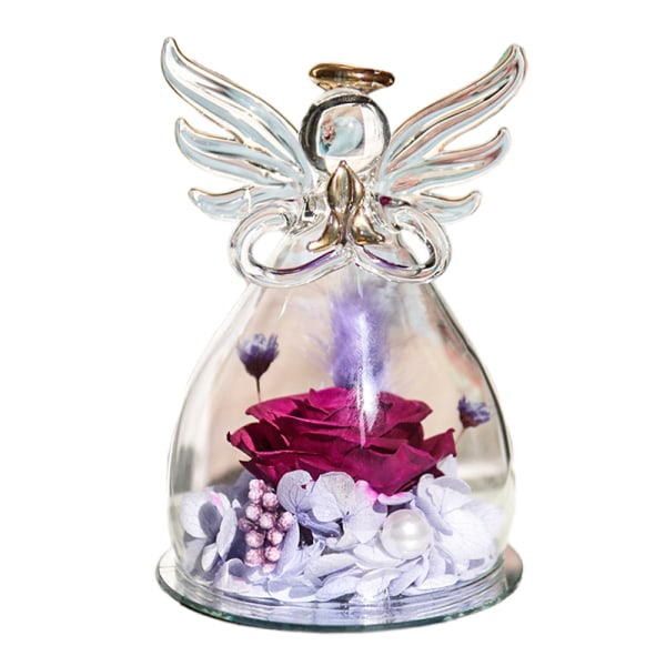 Glas ängel ornament gåvor med vackra blommor för bröllop