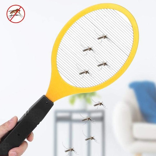 Stor elektrisk flugsmällare 2-pack – Tennisracket med säkert att röra vid nät – Dödar insekter, knott, myggor och buggar