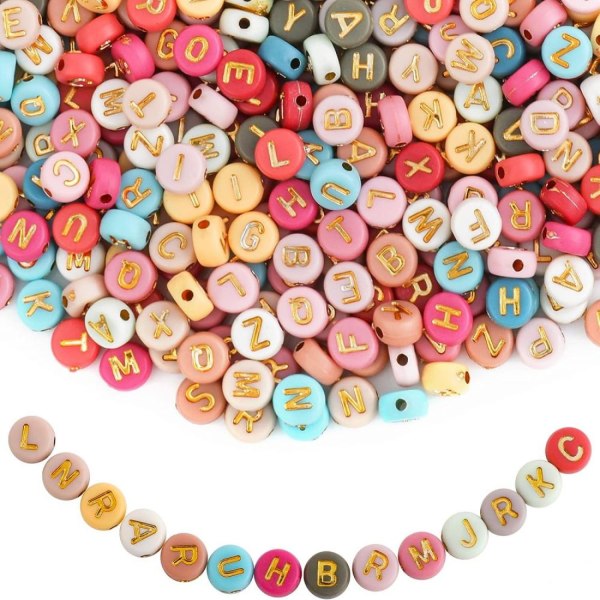 Paket med 1000 bokstavspärlor, färgglada A-Z bokstavspärlor för att trä