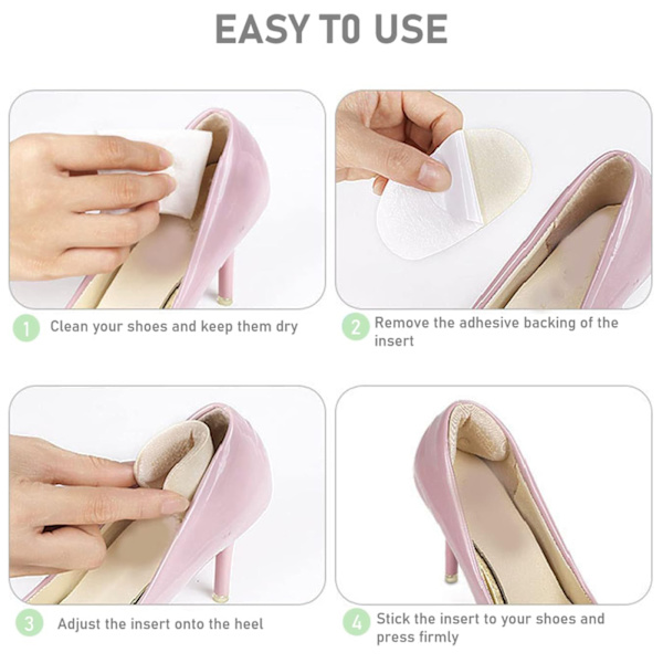 4 Par Komfort Häl Anti-Halk Pads & Fyllningspads, Speciellt Utformade För Lösa Skor, Unisex Hälskyddspads, Självhäftande Hälgrepp