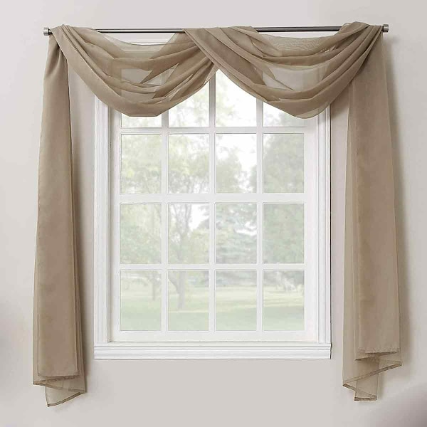 1 st transparent slöja heminredning helt fållad sjal volang topp (52\" X 216\")