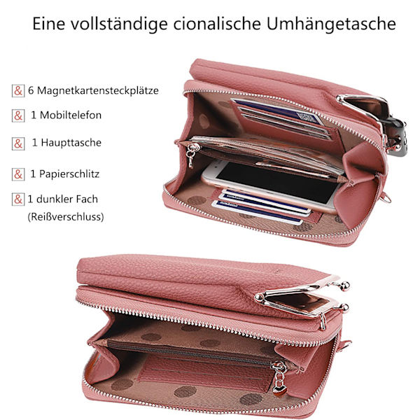 Liten mobiltelefon axelväska, dam axelväska, PU läder crossbody axelväska, pass mobiltelefon väska med kortplats, justerbar,