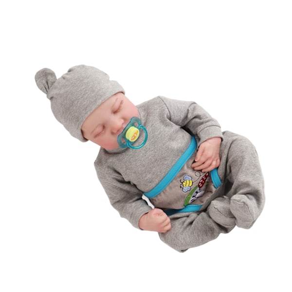 19 Tum Återfödda Babydockor Simulation Babydocka Nyfödd Sovande Baby Mjuk Silikon Verklighetstrogna Babydockor