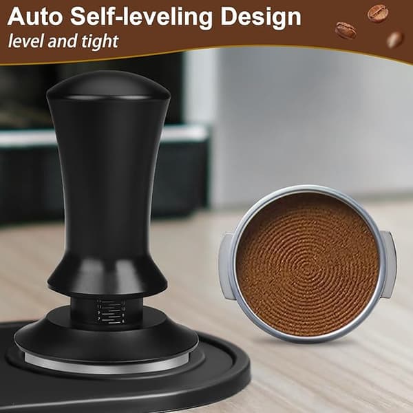Espressostøder med fjederbelastet design, justerbar dybde kalibreret kaffestøder 304 rustfrit stål base med bølget bund, espressotilbehørssæt