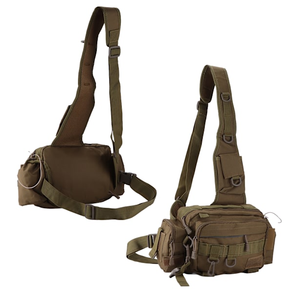 Fiskeutrustning Väska Nylon 600D Fiskeutrustning Sling Pack med Midjebälte för Utomhus CyklingKhaki