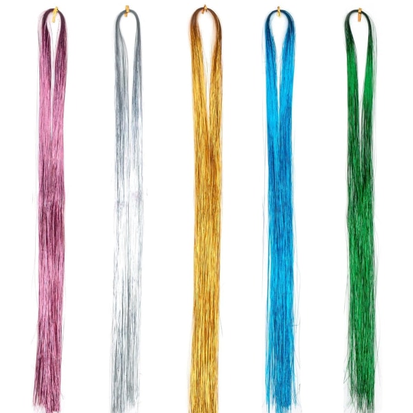 Hair Tinsel, Hair Tinsel Kit med verktyg, Tinsel Hair Extensions, 5 färger 1000 trådar Glitter Hair Tinsel Värmebeständigt Fairy Hair