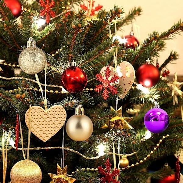 Julgranskulor, Förtrådade Julgransdekorationer, Hängande Julkulor - 3 Stilar Okrossbara Julgransprydnader i Plast, Set om 24 st
