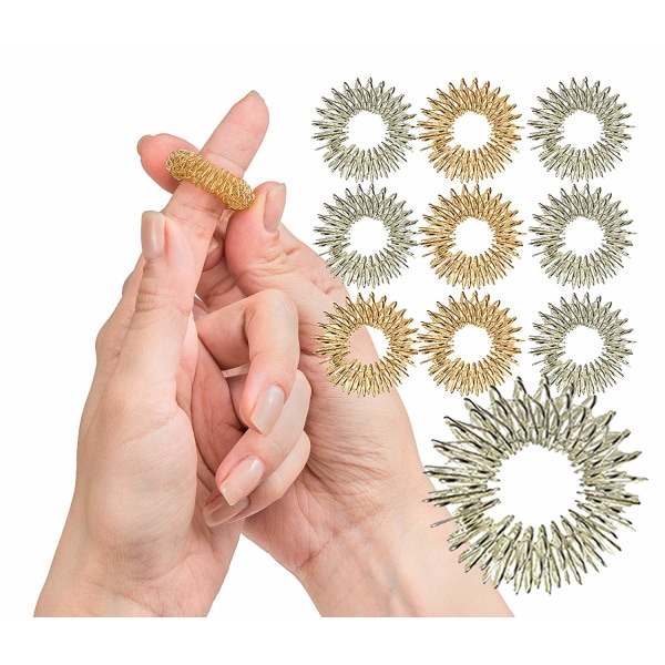 10 st Spiky Finger Rings Akupressur Ring Set För Stress Reducera