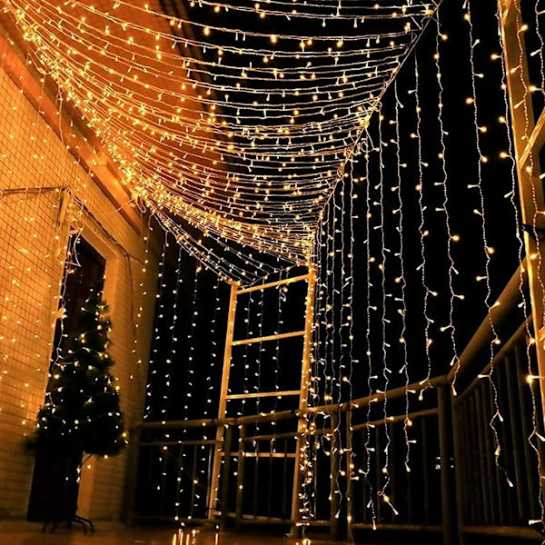 2-pack 300 LED Gardinsträngljus Bröllop Fest Hem Trädgård Sovrum Utomhus Inomhus Väggdekorationer, Varmvit LED-belysning