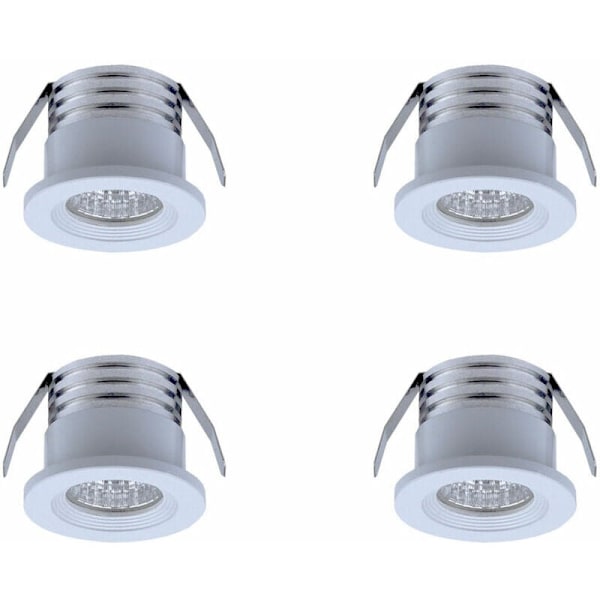 Set med 4 mini LED-infällda spotlights, 3 W, varmvit Vit