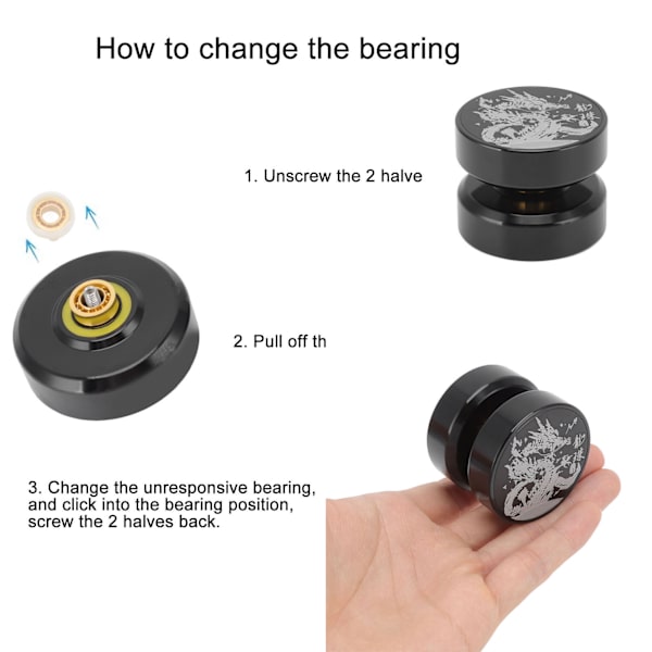 Alloy Yoyo Vuxen Spelare Utsökt Yoyo Leksak med Packning Ersättning Lager för Tävlingsspel Svart