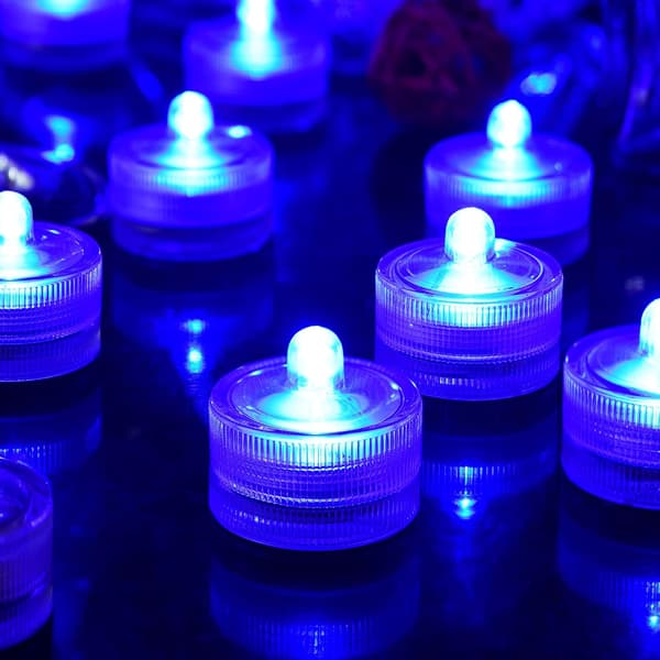 Blå vanntett undervanns rund mini LED telys nedsenkbar