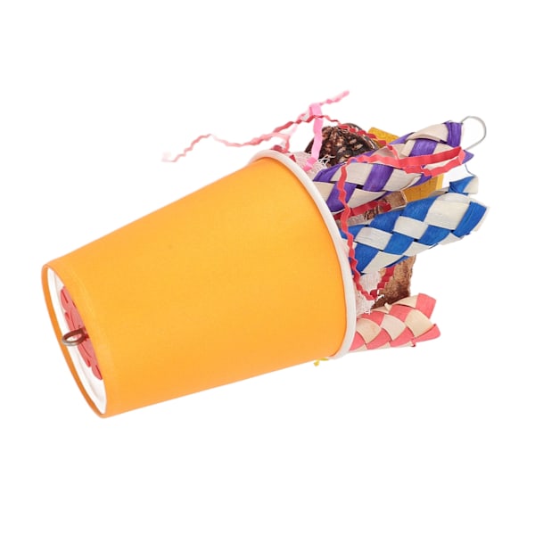 Fågelleksak för Tuggning, Rivning och Födosök, Färgglad, Uppmuntra Instinkt, Fågel Rivet Papper Leksaker för Små och Medelstora Papegojfåglar, Orange Kopp