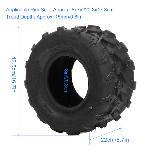 16.7x8.7‑8 Tumslöst Däck Fram Bak Ersättning för Mini Cyklar MB165 125/150/200/250CC ATV