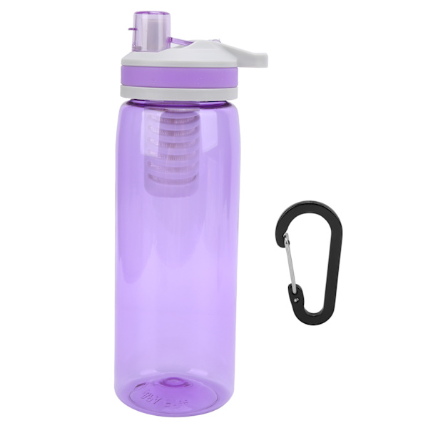 770ml Bärbar Filtrerad Vattenflaska Utomhus Vattenrenare för Camping Vandring Nödsituation Lila