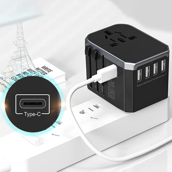 Internationell snabbladdare med avancerad GaN III, global strömadapter som stöder över 180 länder, universell reseadapter med flera USB