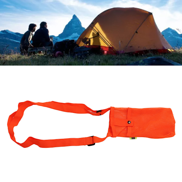 Vattenflaskhållare Bärbar Mesh Vattenflaskväska med Justerbar Axelrem för Utomhus Fitness Träning Fluorescerande Orange