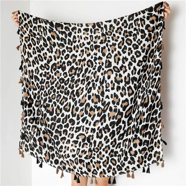 Leopardmönstrad damsjal - Pashminasjal Charpe
